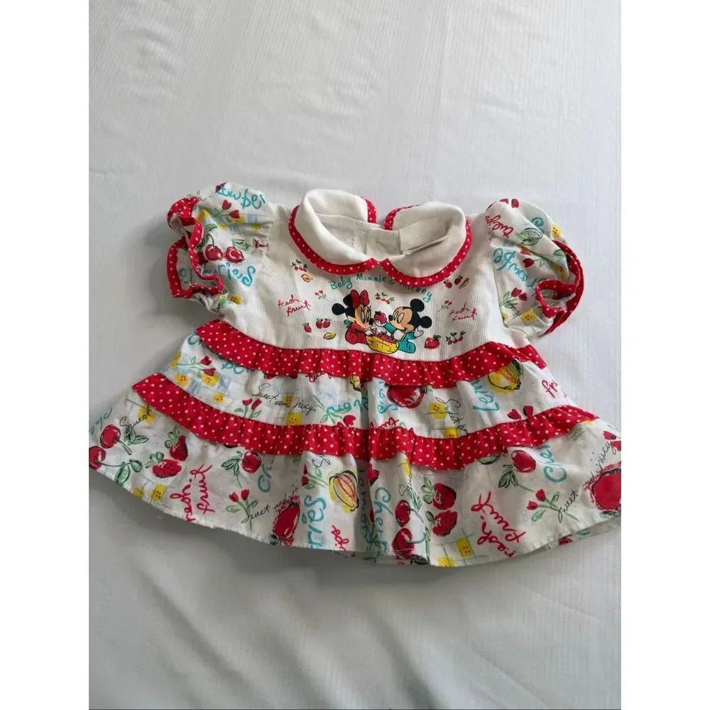 Disney Babies Vintage Mickey Minnie Floral Dress Size 0-6 Months